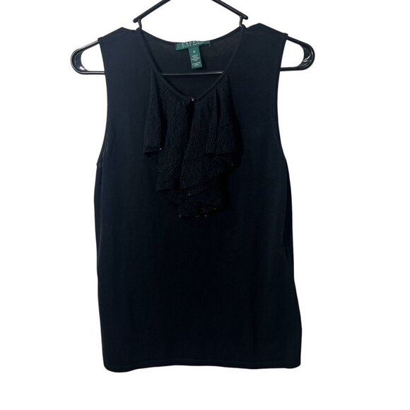 Lauren Ralph Lauren Tops - Lauren Ralph Lauren Black Sleeveless Top With Ruffle Front Detail size medium
